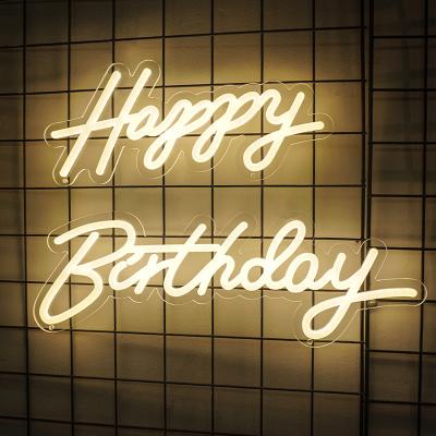 China Residential Luces Neon Leds Signs Party Wall Decorations Happy Birthday Neon Sign for sale