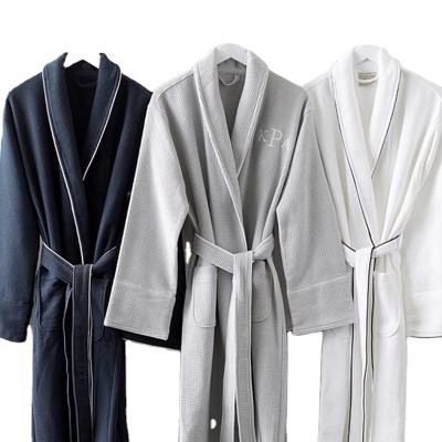 China Breathable Shawl Collar 100% Cotton Waffle Double Layer Classic Turkish Bathrobe for sale