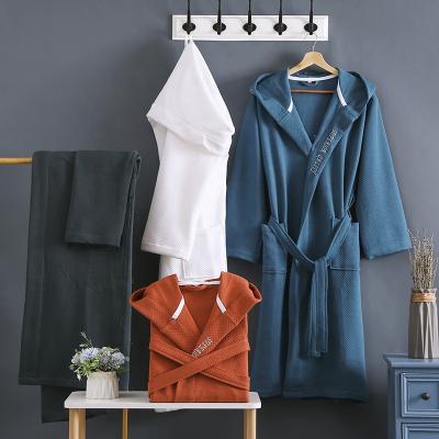 China Double Layer Luxury QUICK DRY Custom Size Four Seasons Hooded 100% Cotton Bathrobe for sale