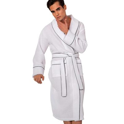 China QUICK DRY Classic Shawl Collar Waffle Weave Bathrobe With Backing Embroidery Monogram for sale