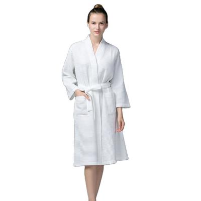 China Custom embroidery QUICK DRY plus size spa waffle bathrobe for hotel for sale