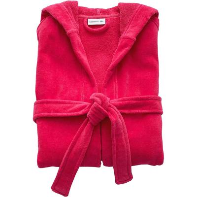 China Gray White Color Breathable Velor fuchsia QUICK DRY personalized hooded cotton spa bathrobe for sale