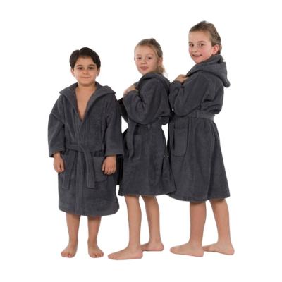 China Kids Breathable Breathable Gray Turkish Cotton Hooded Unisex Terry Children Bath Robe for sale