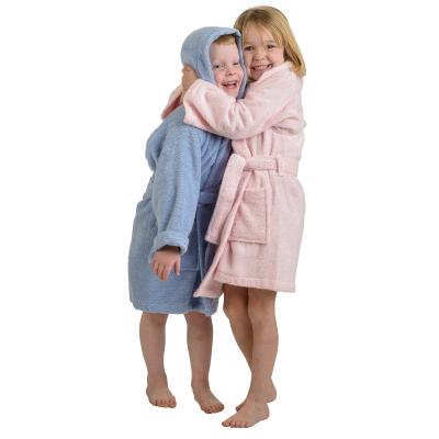 China Breathable Customized Color Luxury Turkish Cotton Kids Long Satin Hooded Bath Robe for sale