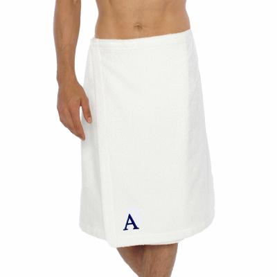 China Hotel Spa QUICK DRY Cotton Turkish Monogrammed White Men Terry Bath Towel Wrap for sale