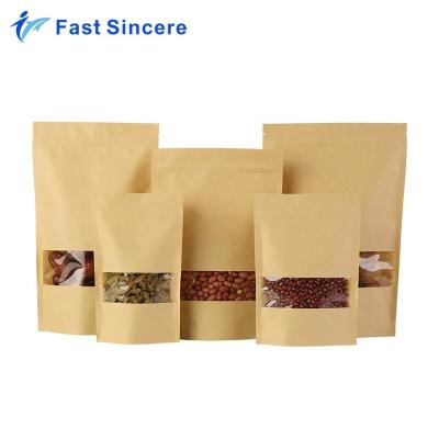 China Promotion Logo Custom Food Wrapping Resealable Kraft Paper Zipper Stand Up Pouches for sale