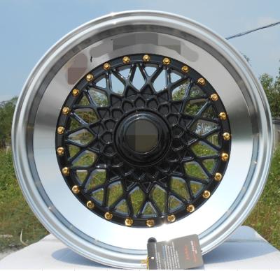 China ALLOY/Aluminum/Aluminum Alloy For BBS Style 16X7.5 17X8.5 Inch Wheel Rim Passenger Car Alloy Wheel Black Color With Gold Rivets for sale