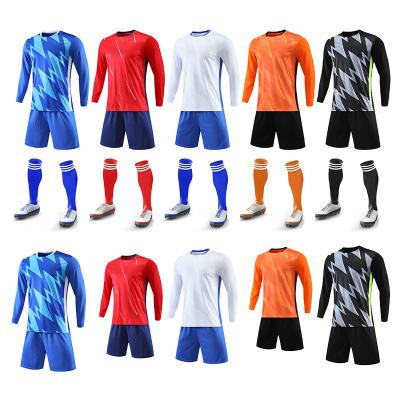 China Sets Long Sleeve Sublimation Football Soccer Jersey T-shirt with Breathable Fabric and Custom your own logo for sale