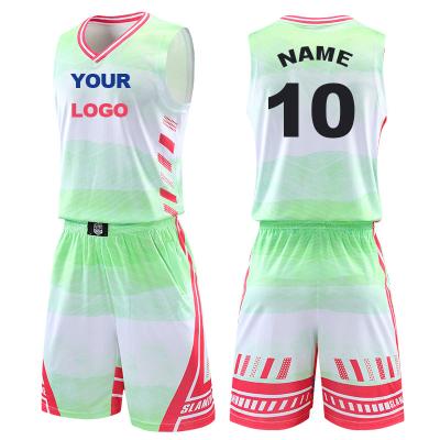 China Anti-Bacterial New Arrival 100% Polyester Basketball Jersey Set Training Uniform Colorful Basketball Shirt Shorts Print Custom Your Own Logo for sale