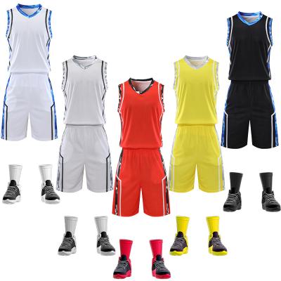 China Anti-Bacterial wholesale Custom Logo Basketball Jersey Shorts / Men's basketball Team Uniform Sets Jersey Shirts for sale