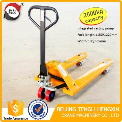 China Nylon or PU Workshop Equipment 2.5T 2500KG Hydraulic Manual Pallet Truck for sale