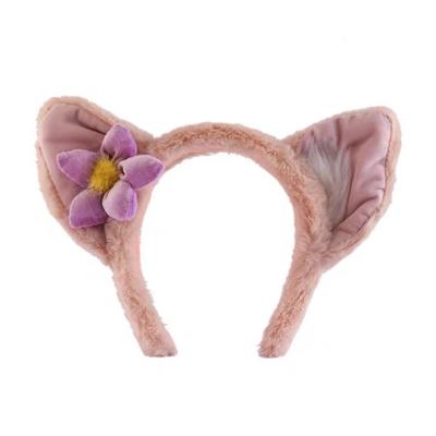 China Pink party cartoon plush cat ear headbands lovely children ear headbands wholesale cute animal fur cosplay adults for party festival for sale