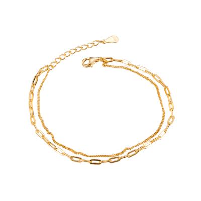 China Jewelry 925 Sterling Silver Adjustable Paperclip Curb Bracelets 18k Gold Plated Attractive Layered Charm Cuban Link Chain Bracelet Women for sale