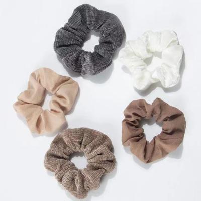 China 2021 Attractive Women Fall Winter Hair Accessories Sets Wholesale 5pcs/Set Elastic Hair Tie Crochet Velvet Canvas Scrunchies Sets Package for sale