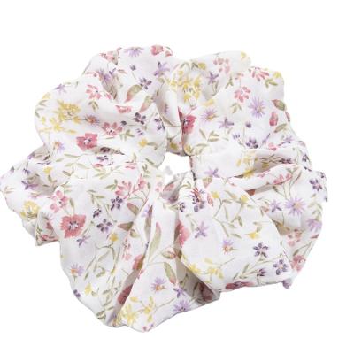 China Floral Print Women Chiffon Hair Scrunchies 20cm Elephant Scrunchies Summer Attractive Pony Holder Bands Oversize Spring for sale