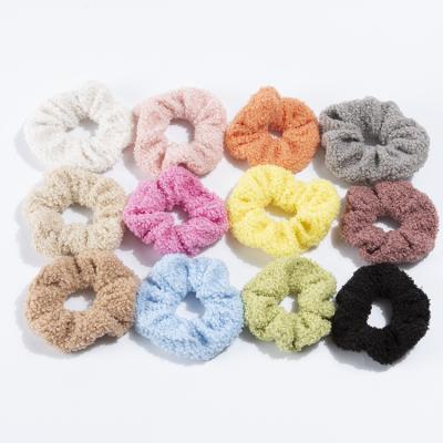 China Cute Attractive Teddy Bear Hair Ties Teddy Bear Hair Scrunchies Winter Hair Scrunchies Curly Hair Accessories for sale