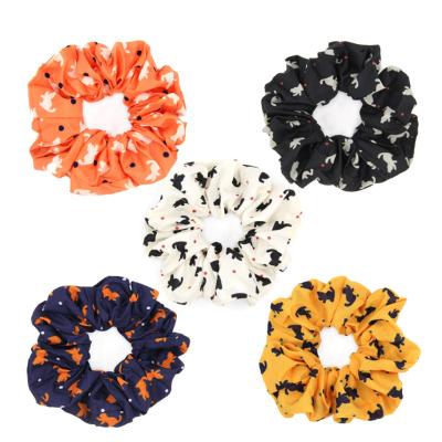 China Attractive high quality cute cartoon printed hair scrunchies dogs pattern animal scrunchies elastic bands for teen girls for sale