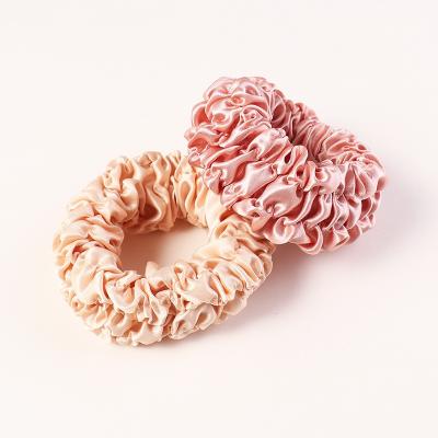 China Q&Y's New Attractive Spring Rose Gold Silk Scrunchies For Thick Stain Hair Glitter Pleated Pony Holders Wide Satin Scrunchies for sale