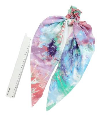 China 2021 Summer Beach Girls Chiffon Scrunchies Graffiti Scrunchies Women Girls Tie Dye Long Chiffon Attractive Scarf Large for sale