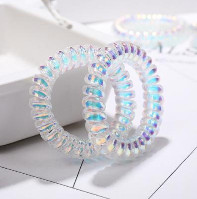 China Attractive Transparent TPU Traceless Crystal Telephone Cord Hair Ties Hair Phone Ties For Women for sale