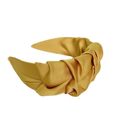 China Soft Solid Satin Ruched Headbands 5cm Wide Grosgrain Women Headbands for sale