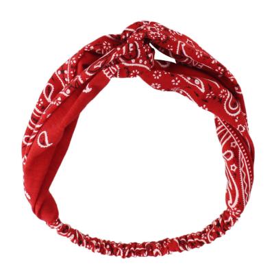 China Fashion Paisley factory copy twisted cotton knotted headband with elastic base headwrap for girls kids for sale