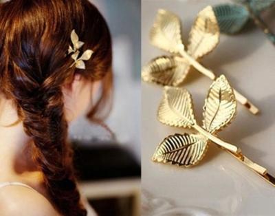 China Environmental Friendly Vintage Gold Foil Hair Pins Bride Wedding Hair Clips for sale