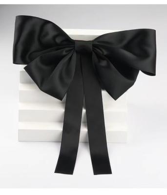 China New Fashion Butterfly Hair Bows Eye-Catching Handmade Women's Korean Soft Black Satin Ribbon Hair Bow Large With Hair Clips For Women Girls for sale