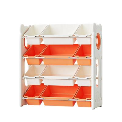 China New Arrival Children's Plastic Cabinet New Kids Style Storage Toy Shelf Organizer Kids Room Modern Attractive Cute Animal Preschool Toy for sale