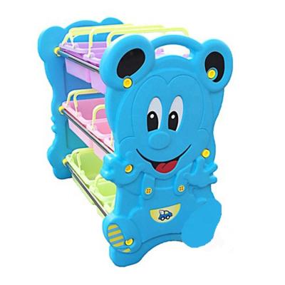 China Easy Assembly Kindergarten And Home Three Layer Plastic Cartoon Toy Rack for sale