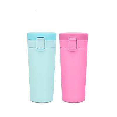 China PORTABLE 400ml eco food grade stainless steel vacuum flask travel mug with push button for sale