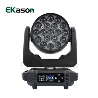 China Professional disco party stage led lighting dmx 19*15w rgbw 4in1 zoom beam wash light led moving head for sale