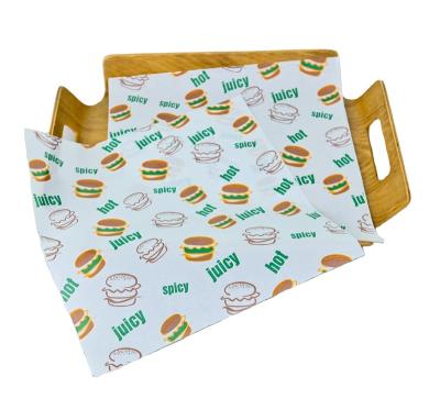 China Food Grade Logo Leakproof Paper Disposable Hamburger Sandwich Food Greaseproof Disposable Custom Wrapping Paper for sale