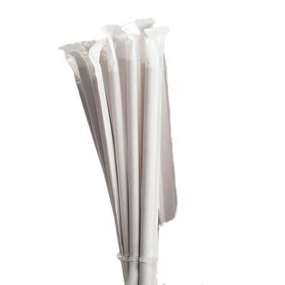 China Disposable High Quality Disposable Individually Wrapped White Paper Straws 6*197mm For Restaurants for sale