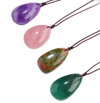 China Home Decoration Natural purple yellow powder crystal Drop pendant Crystal raw stone diy summer girls clavicle necklace pendant for sale