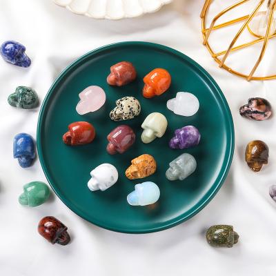 China China Carved Semi Precious Stones Halloween Scary Crafts Gemstone Decoration Quartz Alien Crystal Skull for sale