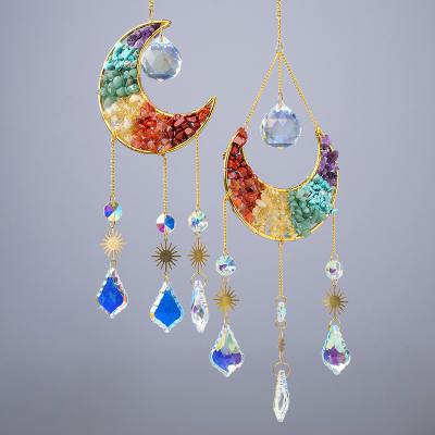 China China Seven-Color Crushed Stone Octagonal Beads Natural Crystal Chips Sun Catcher Wind Chimes for sale