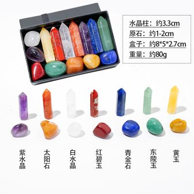 China China Crystal Pillar Wand Tumbled Polished Natural Stone Decorations Chakra Crystal Healing Stones Kit for sale