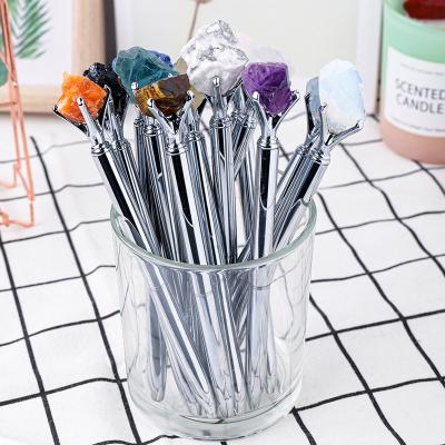 China China Original Crystal Stone Metal Crystals Rough Ston Ball Pen for Student Gift for sale