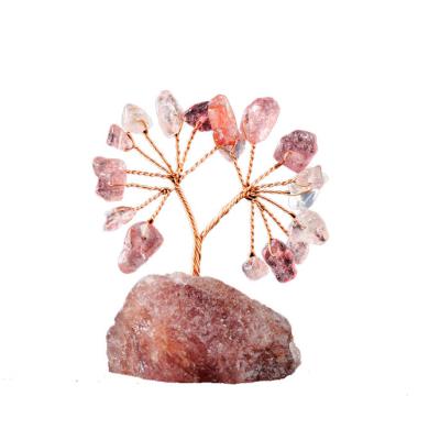 China Home Decoration Natural colorful crystal raw stone  fortune tree handwoven amethyst base cash tree home decoration for sale