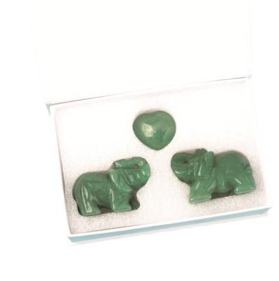 China Home Decoration Natural jade elephant decoration set gift powder crystal green  elephant hand-carved parts factory wholesale for sale