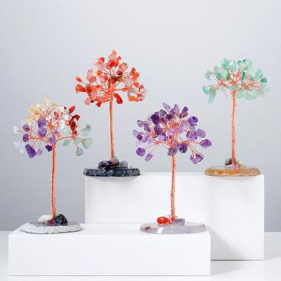 China Healing Reiki Present Handwoven Potted Flower Tree Home Decoration Gemstone Decorative Crystal Tree for sale