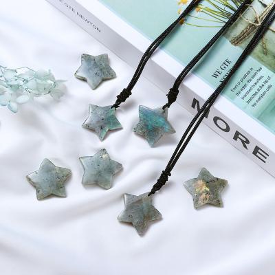 China China Natural Crystal Labradorite Pentagram Charms Jewelry Gift Five-Pointed Star Pendant for Jewelry Making for sale