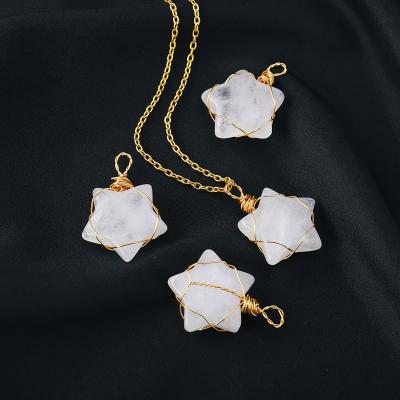 China China Holiday Gifts Handwoven Women's Clear Quartz Pendant Necklace Crystal Star Pendant for sale