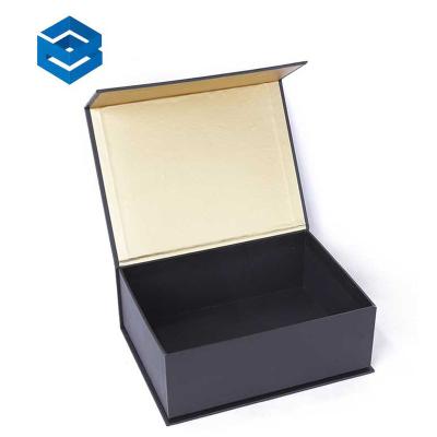 China Bio-degradable Custom Luxury Corrugated Packaging Boxes Magnetic Suction Folding Black Wholesale Paper Shoe Box for sale