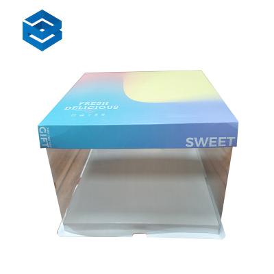 China Recyclable Custom Size Square Colored Cake Paper Box Biodegradable Transparent Cake Boxes Wholesale for sale