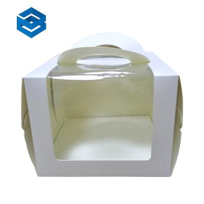 China Recyclable Hot Selling Cake Paper Box Environmental Protection Folding Cheese Cake Paper Box with Clear Window for sale