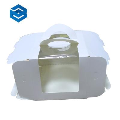 China Recyclable Wholesale Custom Printing Paper Cake Box with Handle Window Bakery Dessert Packaging Cake Box with Handle for sale