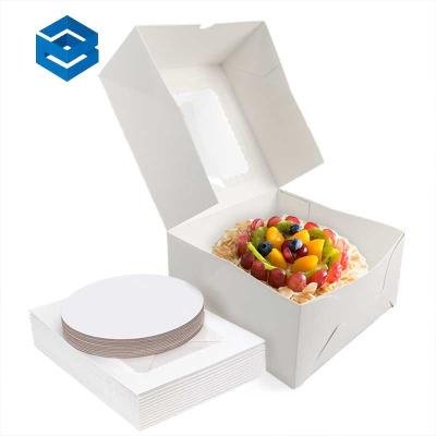 China Recyclable Food Grade Disposable Box Portable Custom Size Doughnut Candy Baking White Cardboard Square Christmas Cake Box for sale