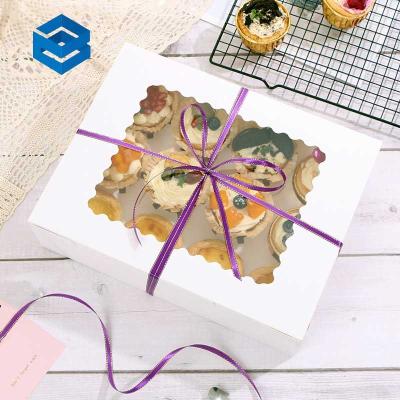 China Recyclable Convenient to Carry Cake Paper Box Packaging Food Grade Square Luxury Boxes Cakes with Ribbons for sale